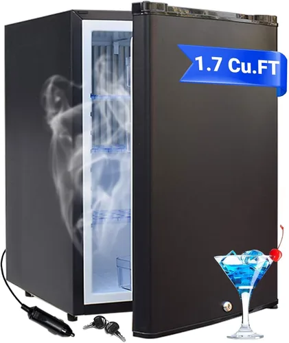 Vista 9 de Refrigerador Mini con cerradura Smad, refrigerador de 12V para vehículos recreativos de 1.0 pies cúbicos. Refrigerador compacto de 12V / 110V, sin