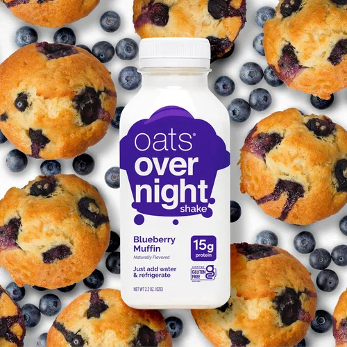 Vista 5 de Oats Overnight Blueberry Muffin - Avena durante la noche, batido de avena alto en proteínas (0.51 onzas de proteína), solo agrega agua, desayuno