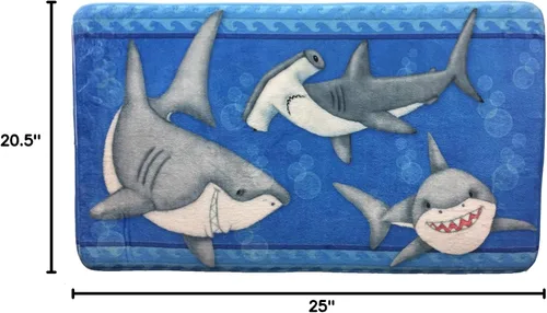Vista 2 de Borders Unlimited Fish 'N Sharks - Tapete de baño infantil de espuma viscoelástica, multicolor