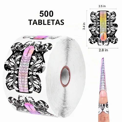 Vista 5 de DouborQ 500 piezas de formas de uñas acrílicas, puntas de extensión de uñas, formas de uñas para uñas acrílicas, uñas de gel UV, calcomanías de guía