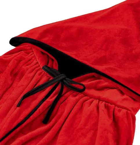 Vista 4 de Dlala - Capa larga de terciopelo reversible con capucha para Navidad, Halloween, disfraces de cosplay