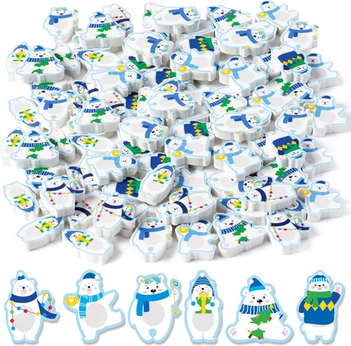 Vista 8 de ANGOLIO 60Pcs Borradores Mini de Dibujos Animados Cristianos en Paquete Grande para Navidad Feliz, Borradores de Lápiz con Motivo de Cruz Religiosa