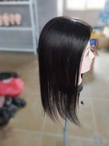Vista 4 de Yudit Parte superior de cabello humano largo y liso para pérdida de cabello moderada a grande, parte libre, base de seda de doble aguja, 14 y 6.3