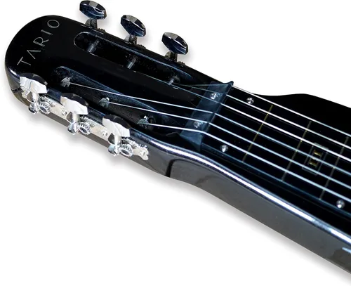 Vista 4 de TARIO Lap Steel Guitar 6 String Cabeza ranurada Stock Electric Slide Guitarras con bolsa de concierto (negro)