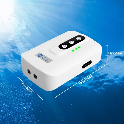 Vista 8 de AquaMiracle Bomba de aire portátil de acuario alimentada por batería de litio para pecera, aireador recargable por USB para pesca al aire libre