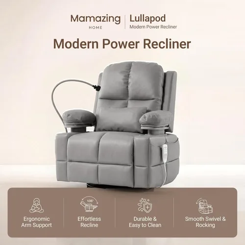 Vista 3 de MAMAZING Lullapod - Silla reclinable giratoria de triple motor, color gris gris (Urban Gray)