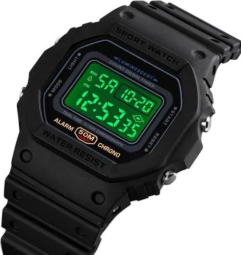 Vista 9 de Reloj digital para hombre con cara grande 50M resistente al agua Twinkle Color Reloj de pulsera multifunción