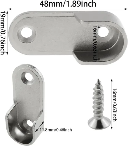 Vista 3 de Heyous 12PCS Oval Armario Rod End Soporta Bridas Socket con Tornillos de Montaje, Plata
