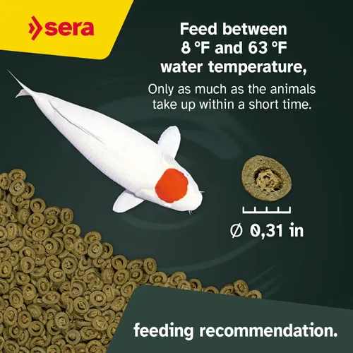 Vista 4 de Sera Koi Professional Spring & Fall Food 15.43lb Pellets flotantes para apoyo inmunológico y condición para temperaturas inferiores a 63 °F