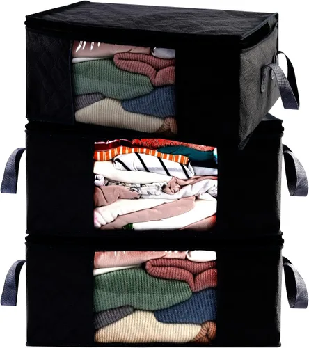 Vista 10 de G01 - bolsas de almacenamiento de tamaño rectangular para guardar ropa, 3 unidades, color gris
