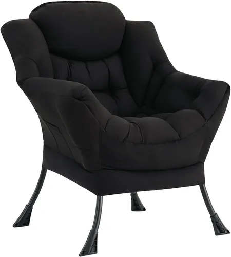 Vista 20 de LITA - Silla perezosa con otomana, sofá tapizado de ocio moderno de acento, silla de lectura contemporánea de salón con reposabrazos y bolsillo
