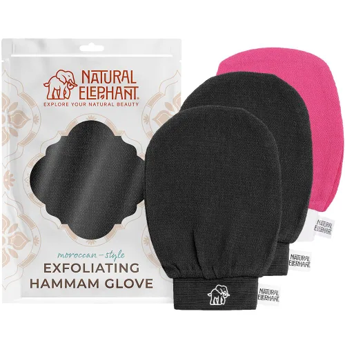 Vista 11 de Natural Elephant Guantes exfoliantes para hammam (2 negros y 1 marrón (paquete de 3))