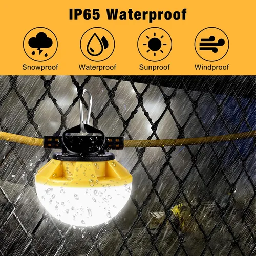 Vista 5 de Luces de cadena de construcción de 50 pies con jaula protectora, luces de trabajo LED de cadena impermeables IP65, luz diurna 5000K con cable 18AWG