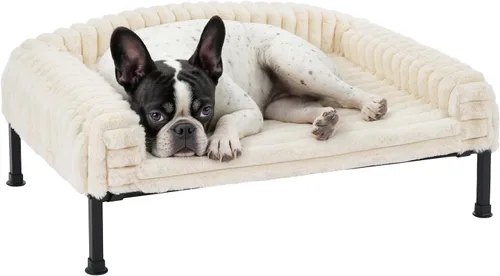 Vista 9 de Veehoo Cama elevada para perros con cojín de cojín, sofá cama de felpa esponjosa para perros pequeños, gatos, cuna elevada lavable para mascotas