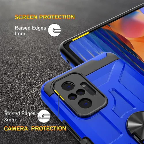 Vista 5 de Funda para Xiaomi Redmi Note 10 Pro, Redmi Note 10 Pro MAX con 3 protectores de pantalla de vidrio templado, soporte de anillo integrado y soporte