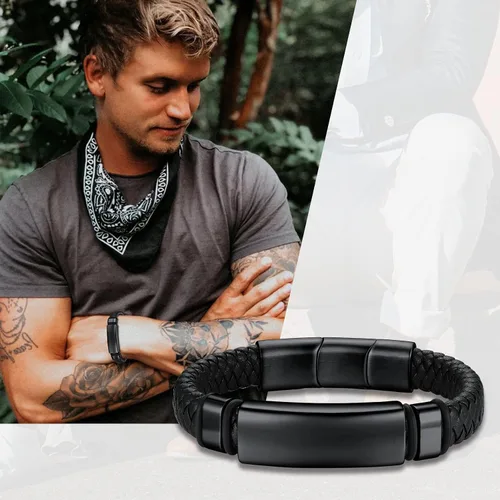 Vista 3 de Bestyle Pulseras vikingas trenzadas de cuero genuino para hombres y niños, estilo vintage, martillo de Thor, calavera, masón masónico, pulseras