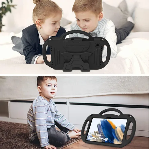 Vista 5 de AVAWO Funda infantil para Samsung Galaxy Tab A8 de 10.5 pulgadas 2021 (SM-X200/X205), con correa, mango soporte ligero a prueba de golpes, negro