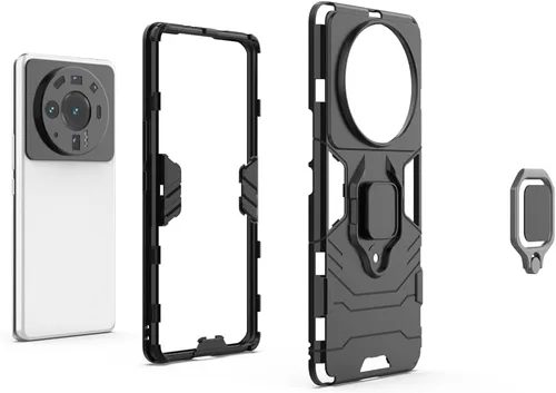Vista 4 de Compatible con funda Xiaomi Mi 12S Ultra, soporte de anillo de metal, a prueba de golpes, parachoques duro