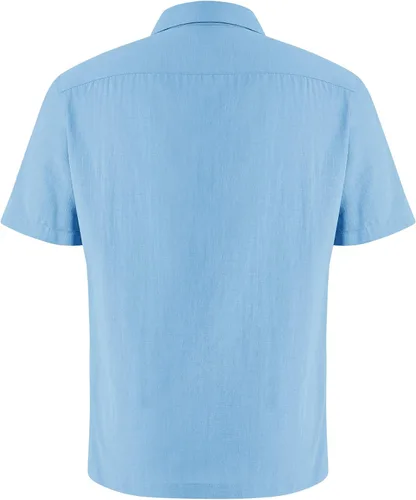Vista 5 de Guayabera - Camisas de lino de algodón cubano de manga corta con botones, estilo casual, cuello para la playa