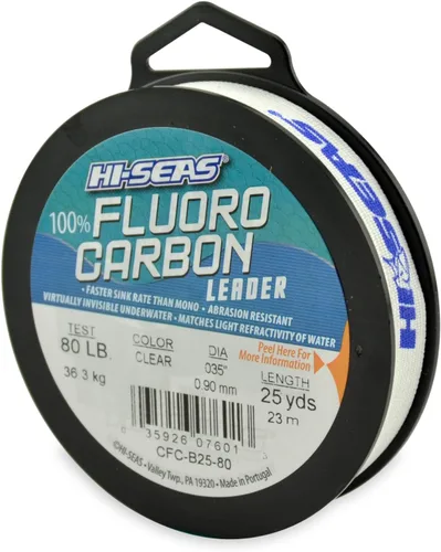 Vista 12 de HI-SEAS Líder de línea de pesca 100% fluorocarbono, líder invisible transparente, indetectable para peces, hundimiento rápido, 6 libras a 400 libras