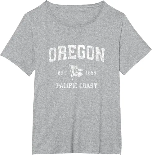 Vista 73 de Oregon Vintage barco ancla bandera diseño de West Coast Retro Tee, hombre S, Arándano