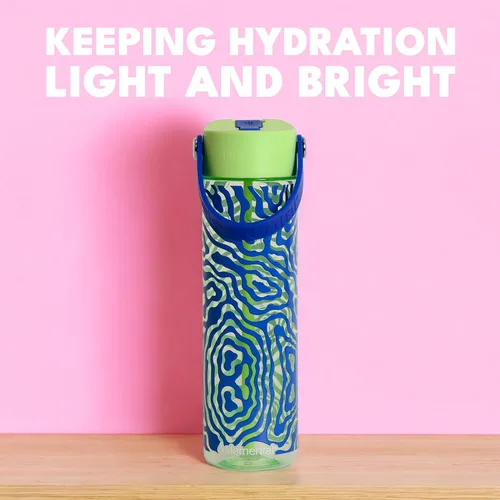 Vista 5 de Elemental Botella de agua Splash con pajilla, botella de agua reutilizable de plástico Tritan sin BPA con correa, ideal para viajes, gimnasio