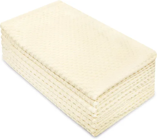 Vista 18 de COTTON CRAFT - Juego increíble de toallas de cocina - Juego de 8 toallas de rizo - 100% algodón Euro Café con textura gofré - Toalla de cocina Beige