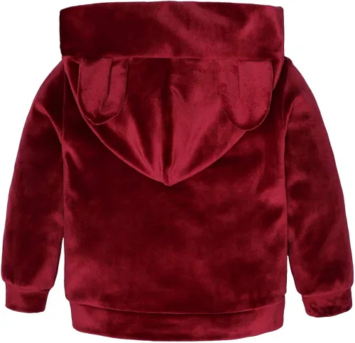 Vista 2 de MYGBCPJS Conjunto de sudadera de terciopelo para niña pequeña de 2 piezas Rosado