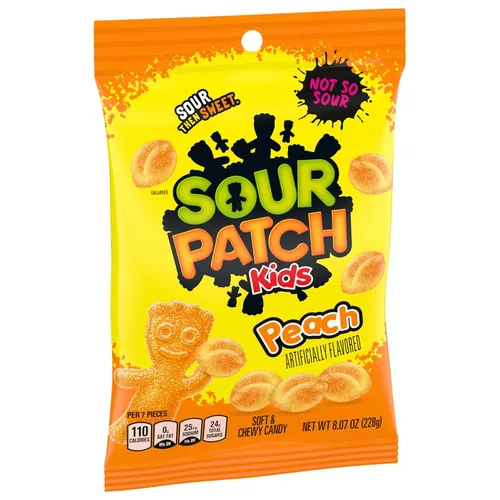 Vista 12 de SOUR PATCH KIDS Peach Soft & Chewy Gummy Candy, caramelos a granel, bolsas de 12-8.07 onzas