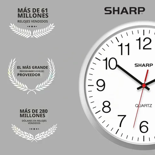 Vista 7 de Sharp Reloj de pared con batería de 14 pulgadas, silencioso, sin tictac