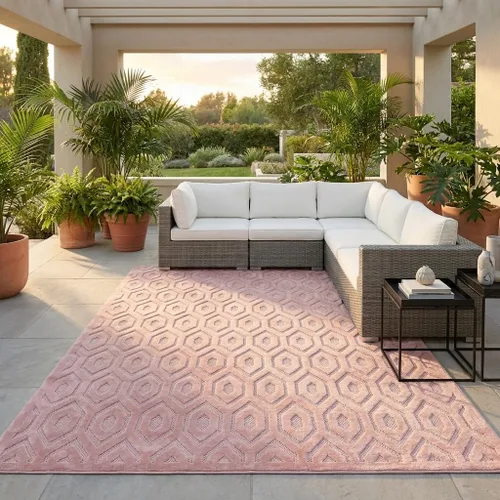 Vista 9 de Unique Loom Outdoor Trellis Textured Collection - Alfombra espacial (2 x 3 pies, rectangular, aguamarina y marfil)