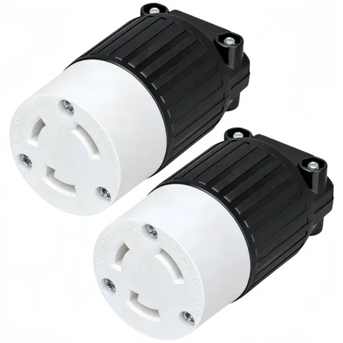 Vista 12 de Nema L5-30R - Conector de bloqueo, 30 amperios, 125 voltios, 2 polos, conexión a tierra de 3 cables, adaptador de bloqueo giratorio del generador