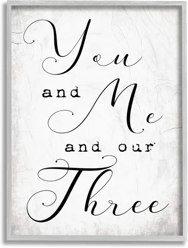 Vista 12 de Stupell Industries You Me and Our Three Phrase Family Home Quote, diseño de Daphne Polselli - Arte de pared enmarcado en negro, 11 x 14, blanco roto
