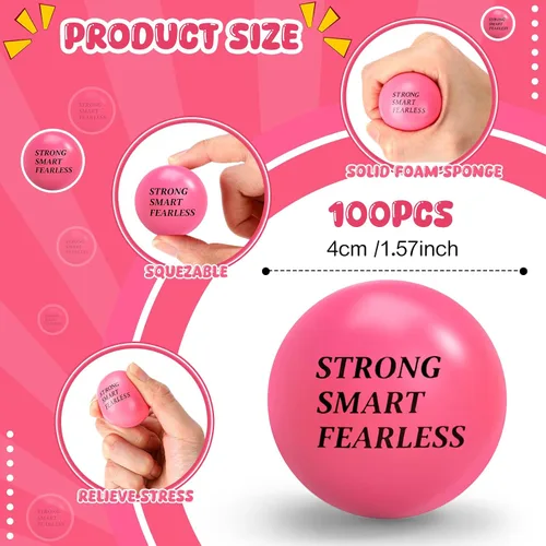 Vista 2 de Sotiff 100 bolas de estrés a granel para adultos, espuma colorida para aliviar el estrés, juguetes de regalo con citas motivacionales, bolas