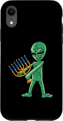 Vista 8 de Funda para iPhone 14 Alien Menorah Hanukkah Star Of David Janukah Jewish Holiday Case