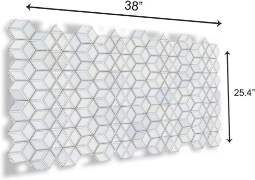 Vista 4 de Retro-Art Paneles de pared 3D, paquete de 6, mosaico antiniebla en azul blanco, PVC, 38 x 25.4 pulgadas, cubre 40.22 pies cuadrados, 315TF