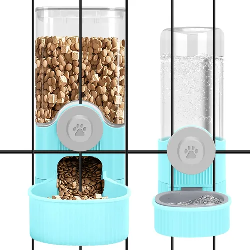 Vista 9 de Yummy Sam Jaula colgante dispensador automático de botellas de agua para mascotas pequeñas, alimentador automático desmontable de gravedad de 1.2 L