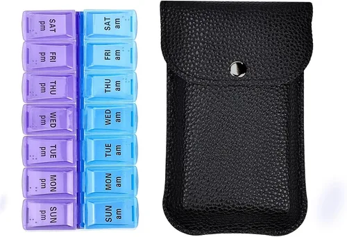 Vista 8 de VOFOON Organizador de Pastillas Pequeño 3 Veces al Día Diario Paquete de 2, Pastillero de Viaje para Bolso, Estuche Portátil de Medicina y Vitaminas