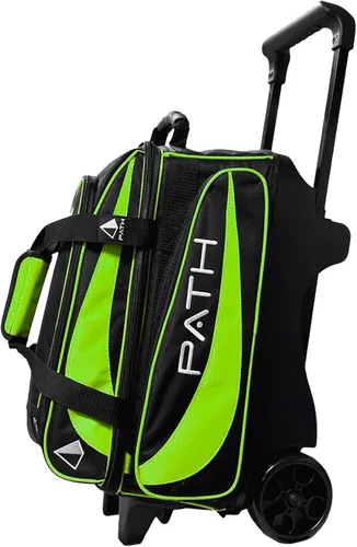 Vista 10 de Pyramid Path Premium Deluxe - Bolsa de bolos de doble rodillo de 2 bolas con gran compartimento separado para zapatos