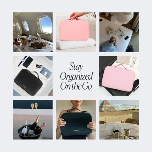 Vista 6 de BEAUTYGOODIES Neceser colgante impermeable aprobado por la TSA para mujer, de viaje/artículos de tocador, color negro, Negro -, L, Bolsas