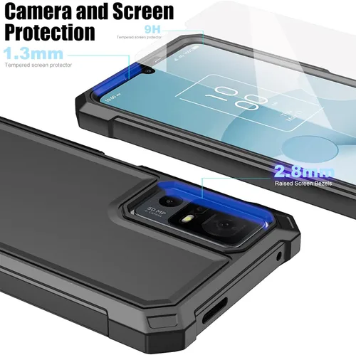 Vista 6 de Ailiber - Carcasa para TCL 40 XL T608M/Jitterbug Smart 4/40T T608DL, color negro Screen Protector, Air-Guard Corners, Dual Layer, Flexible TPU