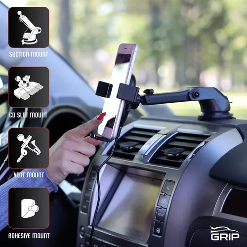 Vista 3 de Verizon - Soporte de carga inalámbrica para automóvil, sensor automático, soporte para teléfono de automóvil, 10 W Qi de carga rápida, montaje