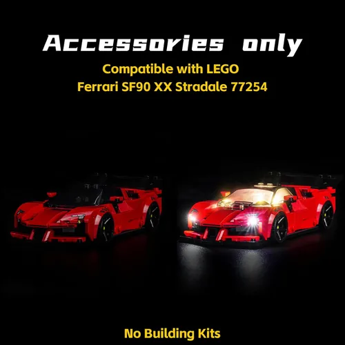 Vista 5 de BrickBling Luz LED Compatible con Lego Speed Champions Ferrari SF90 XX Stradale 77254 - No Incluye Coche (77254)