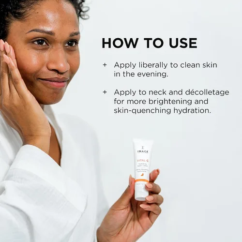 Vista 4 de IMAGE Skincare, VITAL C Crema reparadora hidratante, crema de noche facial con ácido hialurónico, tamaño Discovery, 1 onza