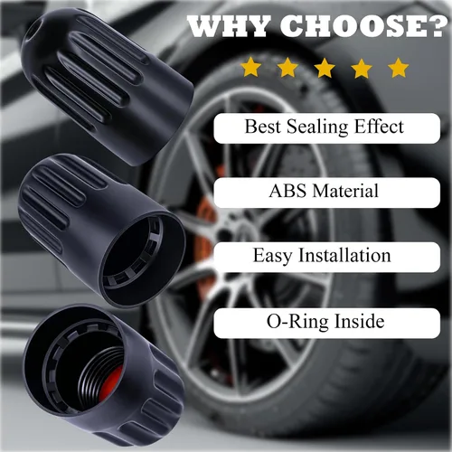 Vista 7 de 10 piezas de tapas de válvula de neumático TPMS con vástago largo, tapas de válvula de rueda de plástico negro para TPMS TR20008, tapas de vástago