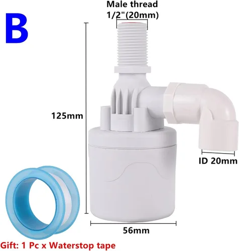 Vista 3 de Valve 1/2" Thread Automatic Water Level Control Valve Tower Float Ball Valve Installed Inside Upper Water Inlet Liquid Level Valve 1Pc(Type A)