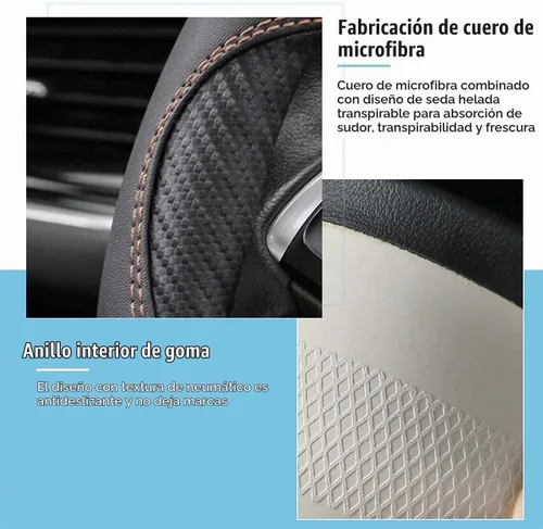 Vista 2 de Mandark Funda para volante de automóvil, de piel de microfibra antideslizante de 15 pulgadas, protector de volante de vehículo, accesorios