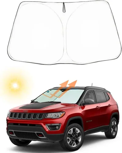 Vista 9 de Parasol para parabrisas de automóvil, ajuste personalizado para Jeep Compass 2007-2016, plegable, para ventana delantera, accesorios interiores