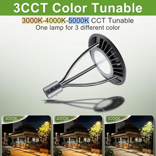 Vista 3 de Luz LED superior para poste con fotocélula del atardecer al amanecer, 4 60/40/30/20W, 3000/4000/5000K, 2800-8400LM, 100-277V IP65 impermeable