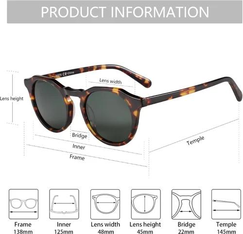 Vista 6 de ZENOTTIC Gafas de sol polarizadas redondas vintage para hombres y mujeres con protección UV400